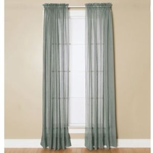 Preston One Panel 52 Inch x 84 Inch One Rod Pocket Sheer Curtain Panel, Green